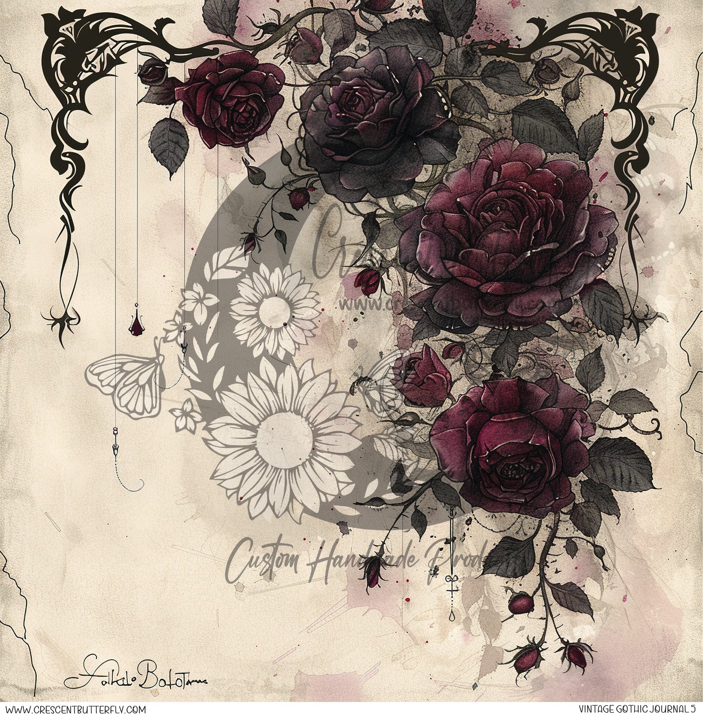 Vintage Gothic Journal 5 Printed Vinyl Sheet/Wrap