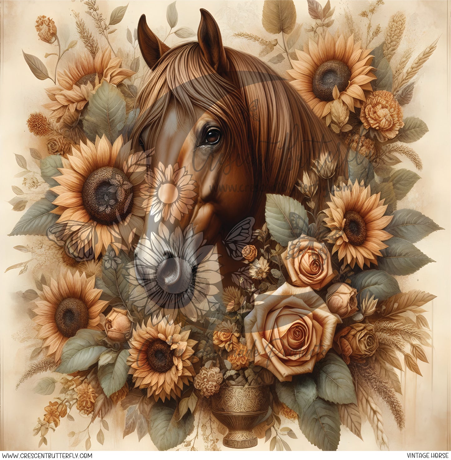 Vintage Horse Printed Vinyl Sheet/Wrap