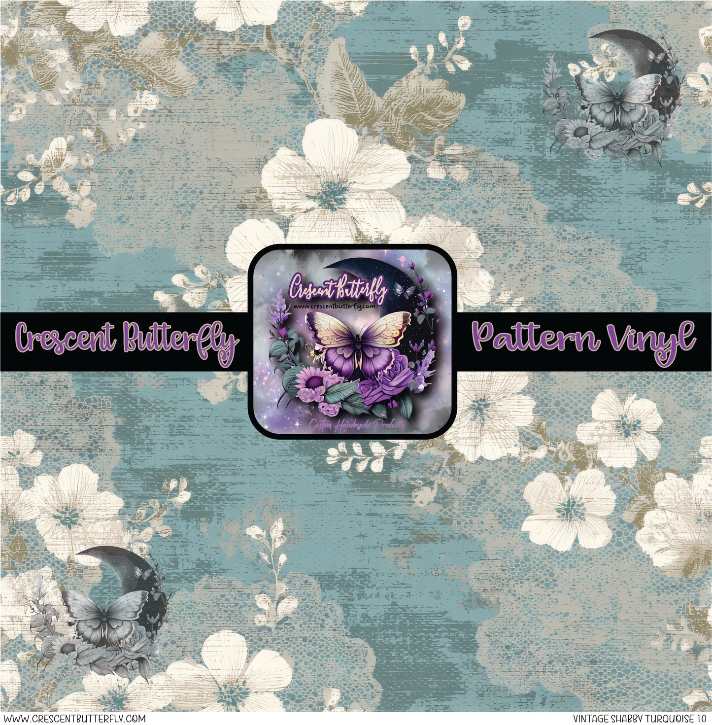 Vintage Shabby Turquoise 10 Printed Vinyl Sheet/Wrap