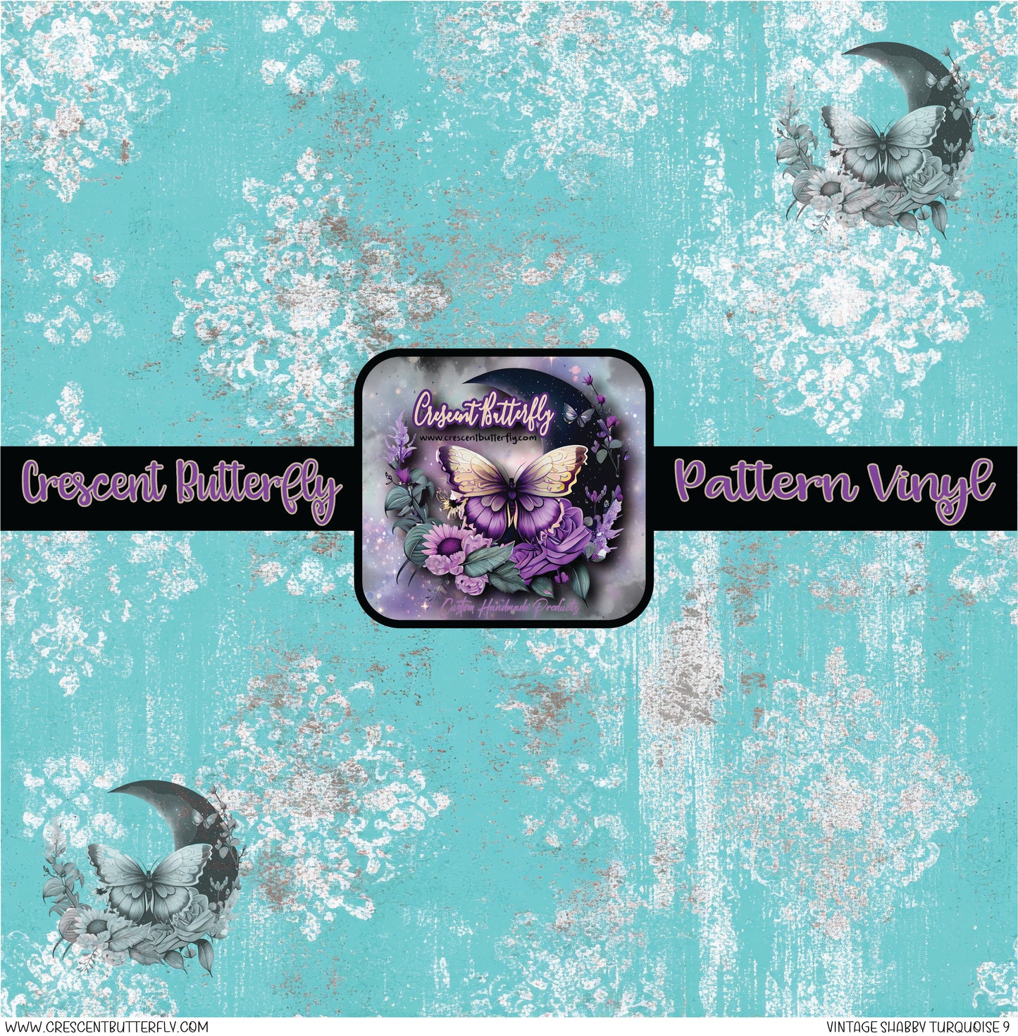 Vintage Shabby Turquoise 9 Printed Vinyl Sheet/Wrap