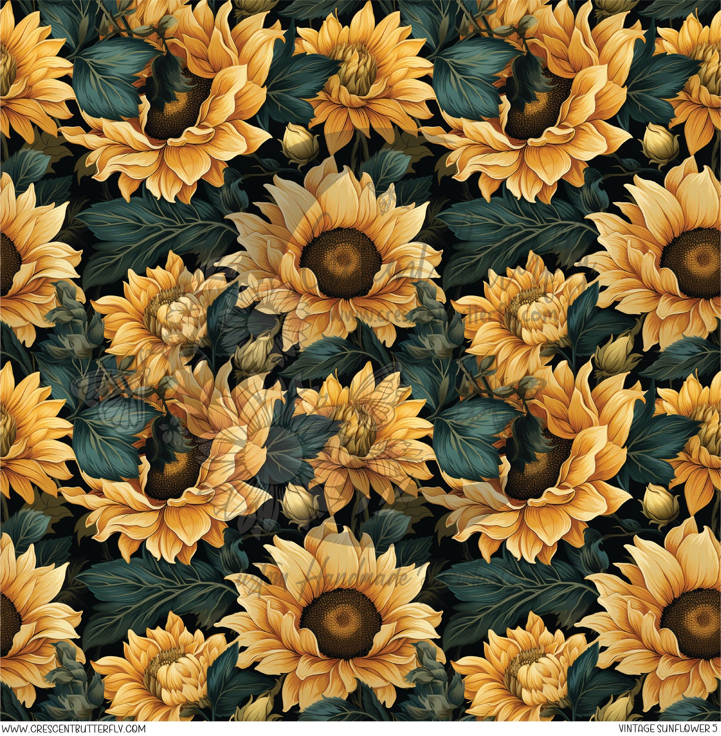 Vintage Sunflower 5 Printed Vinyl Sheet/Wrap
