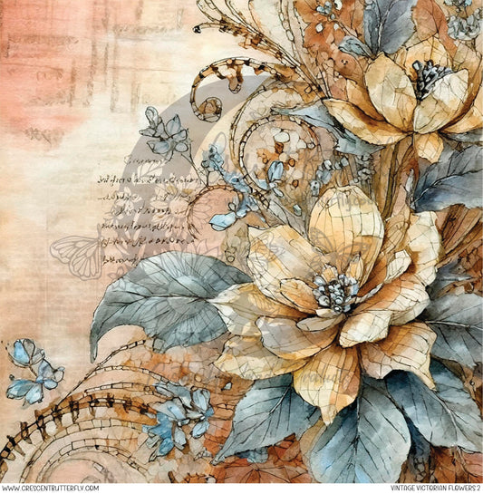 Vintage Victorian Flowers 2 Printed Vinyl Sheet/Wrap