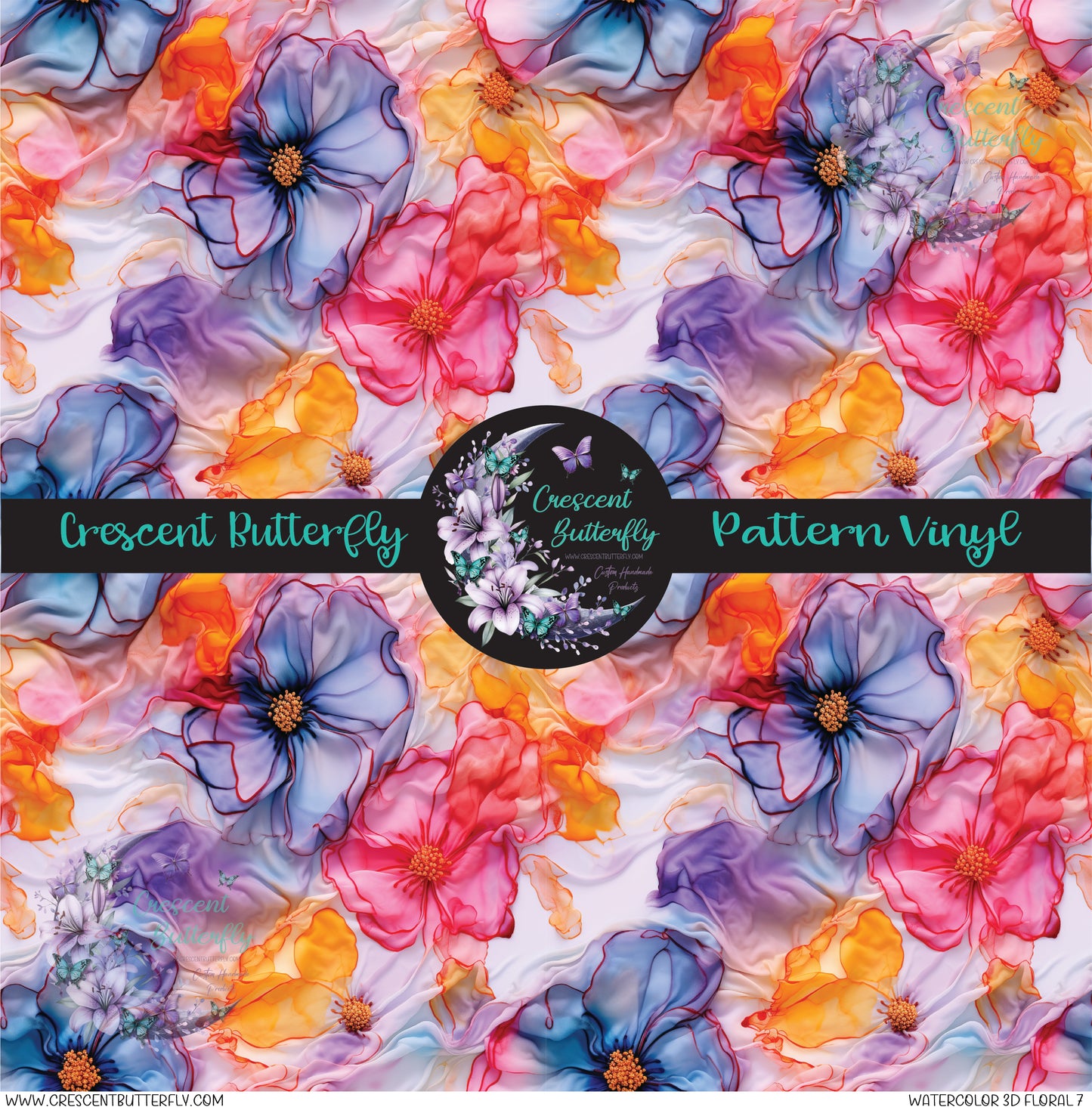 Watercolor 3D Floral 7 Printed Vinyl Sheet/Wrap