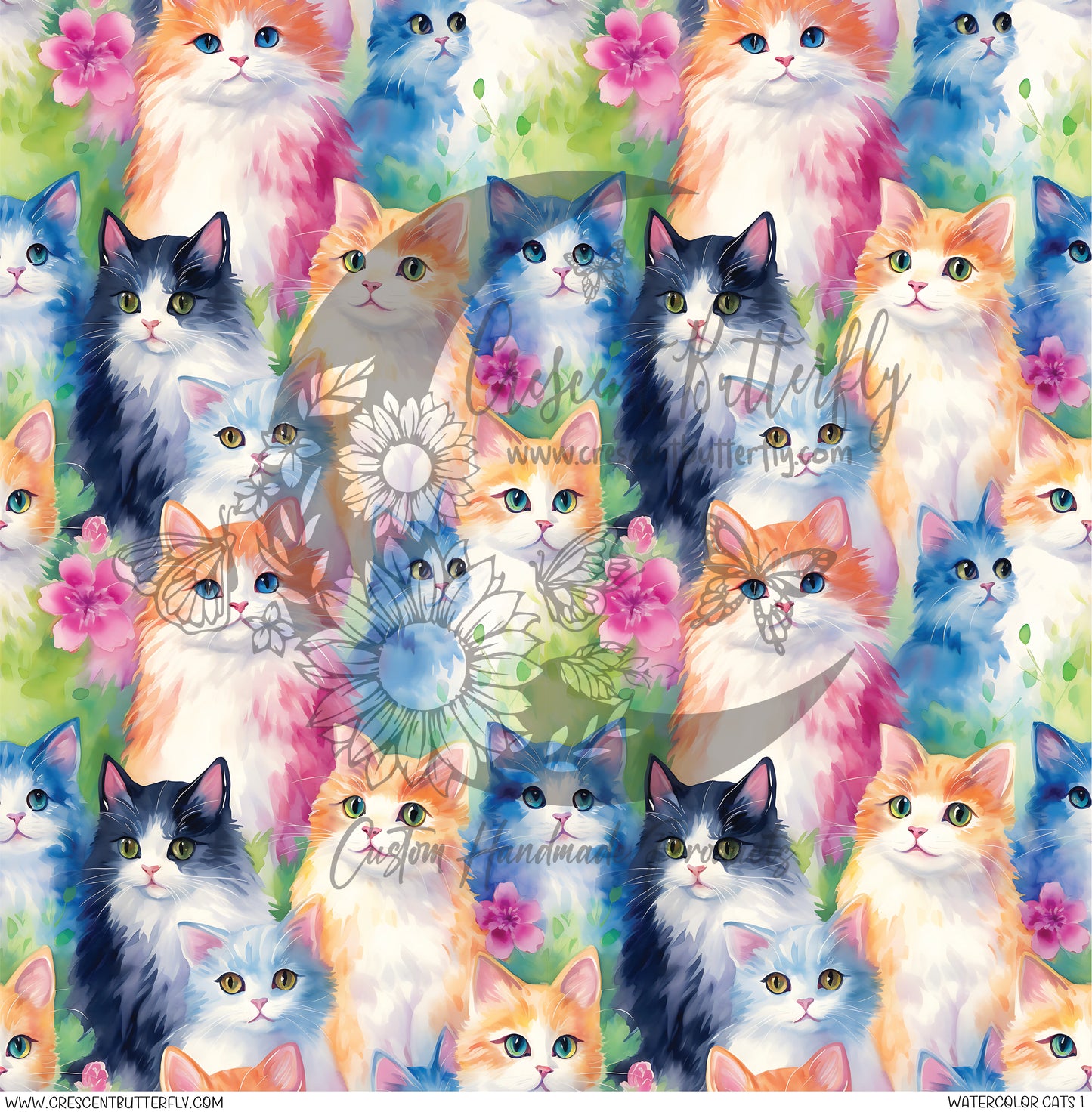 Watercolor Cats 1 Printed Vinyl Sheet/Wrap