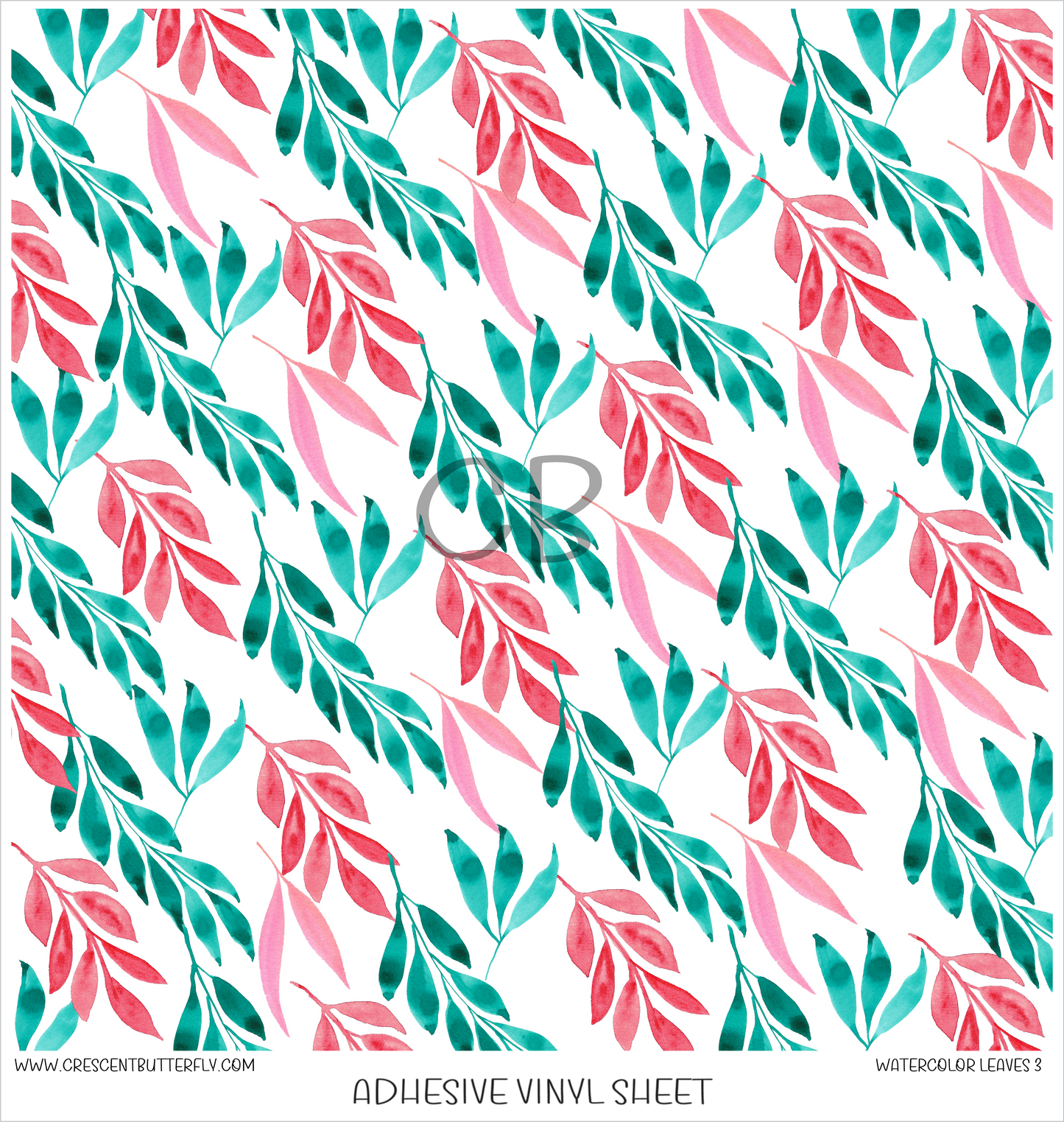 Watercolor Leaves 3 3D Printed Vinyl Sheet/Wrap