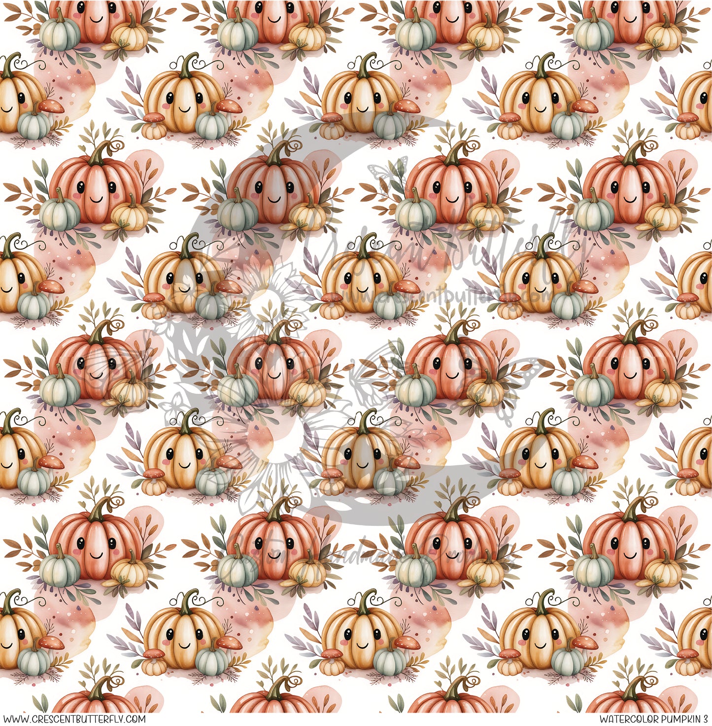 Watercolor Pumpkin 3 Printed Vinyl Sheet/Wrap