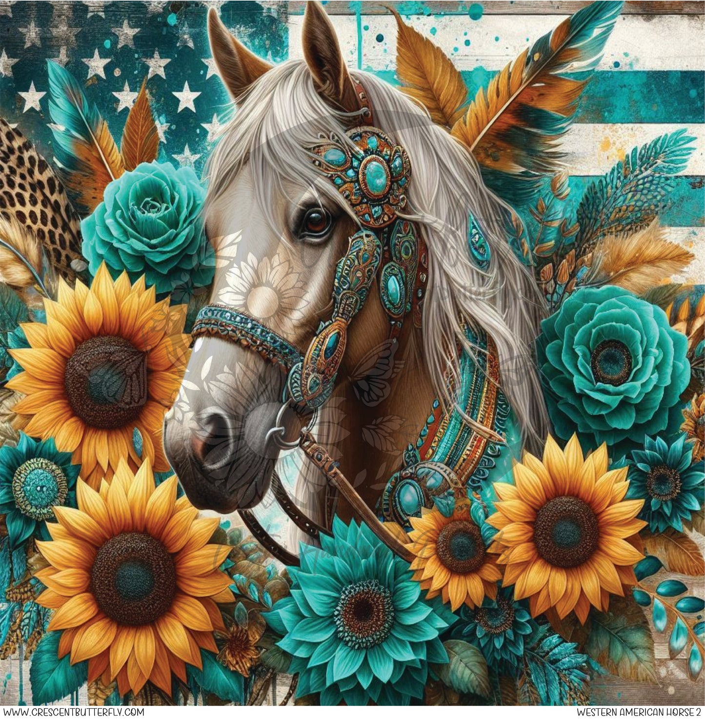 Western American Horse 2 Printed Vinyl Sheet/Wrap
