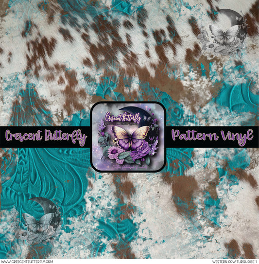 Western Cow Turquoise 1 Printed Vinyl Sheet/Wrap