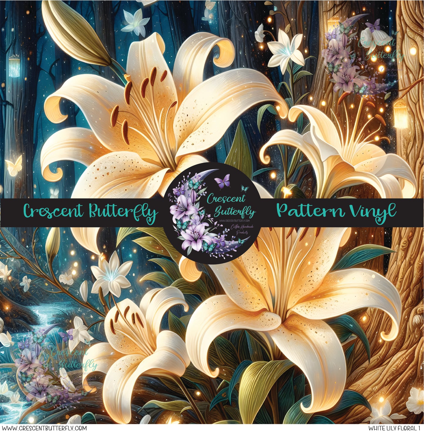 White Lily Floral 1 Printed Vinyl Sheet/Wrap