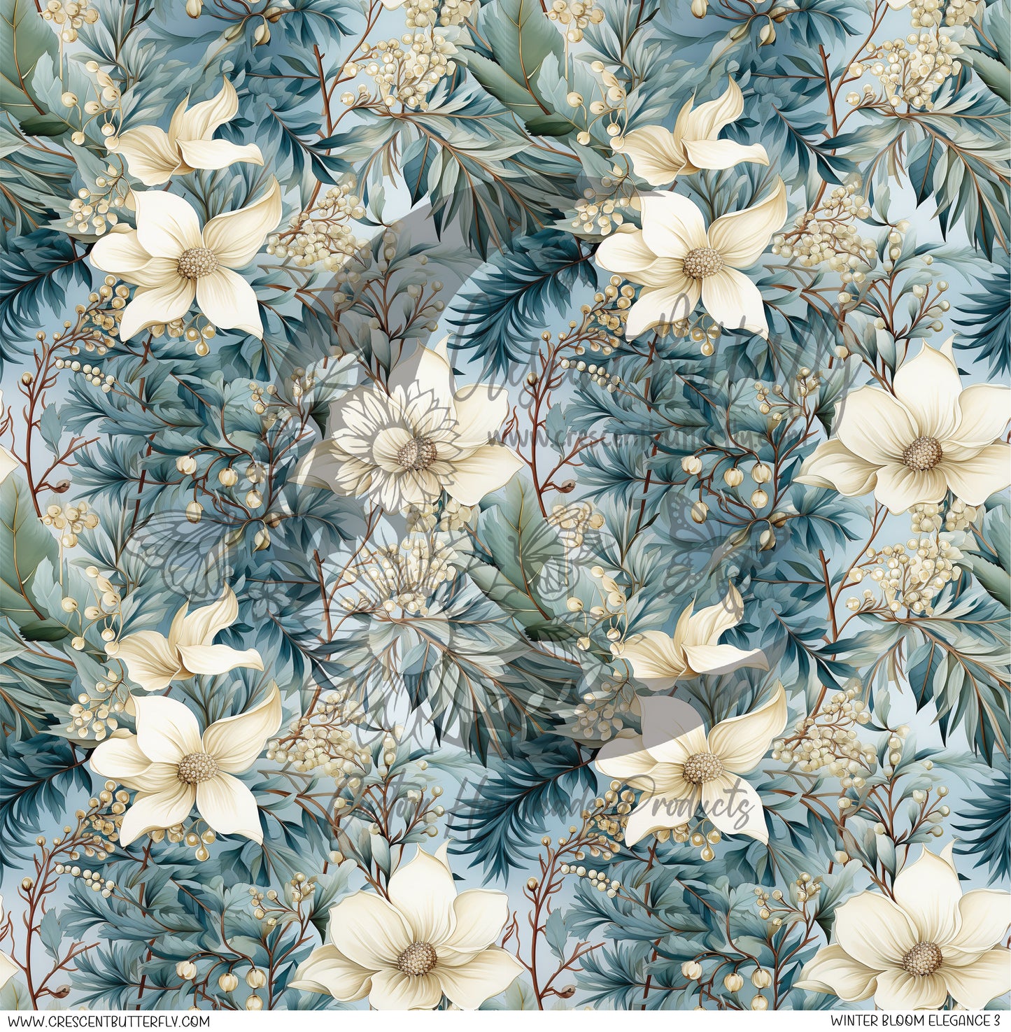 Winter Bloom Elegance 3 Printed Vinyl Sheet/Wrap