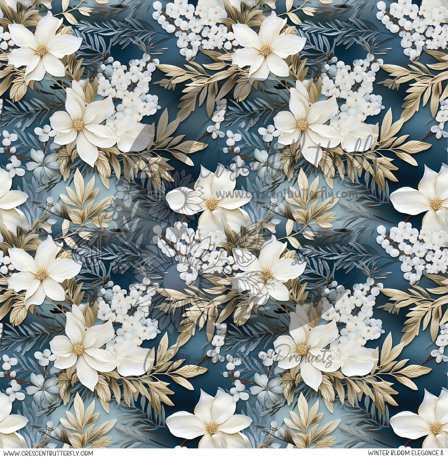 Winter Bloom Elegance 8 Printed Vinyl Sheet/Wrap