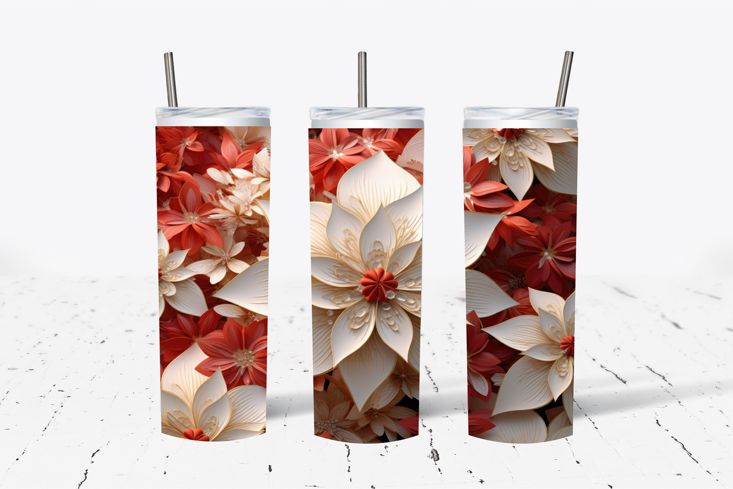 Winter Floral 5 3D Sublimation Tumbler