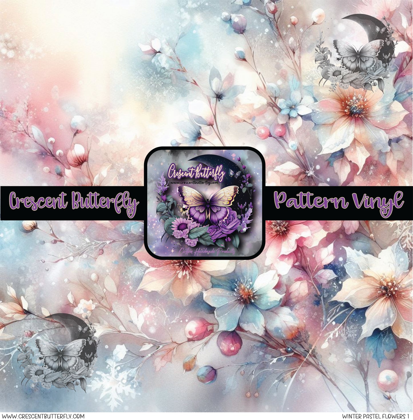Winter Pastel Flowers 1 Printed Vinyl Sheet/Wrap