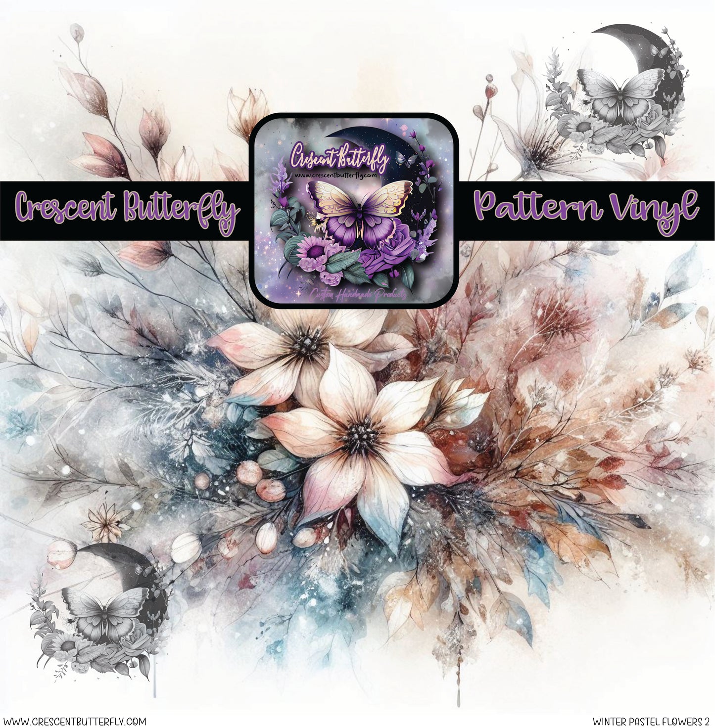 Winter Pastel Flowers 2 Printed Vinyl Sheet/Wrap