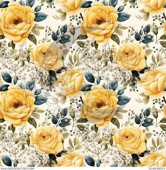 Yellow Roses 4 Printed Vinyl Sheet/Wrap