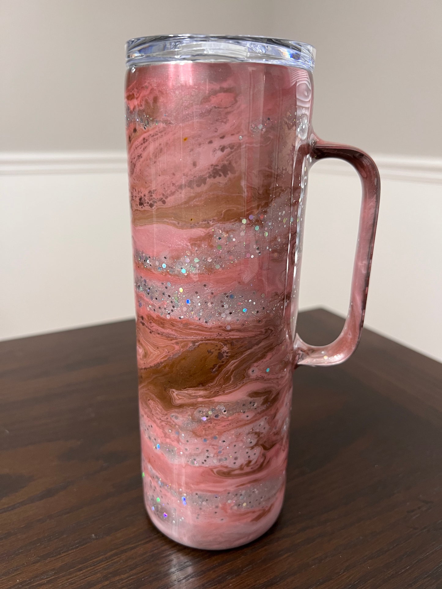 Mocha Cherry Blossom 20oz Skinny Tumbler-Pre Made-RTS
