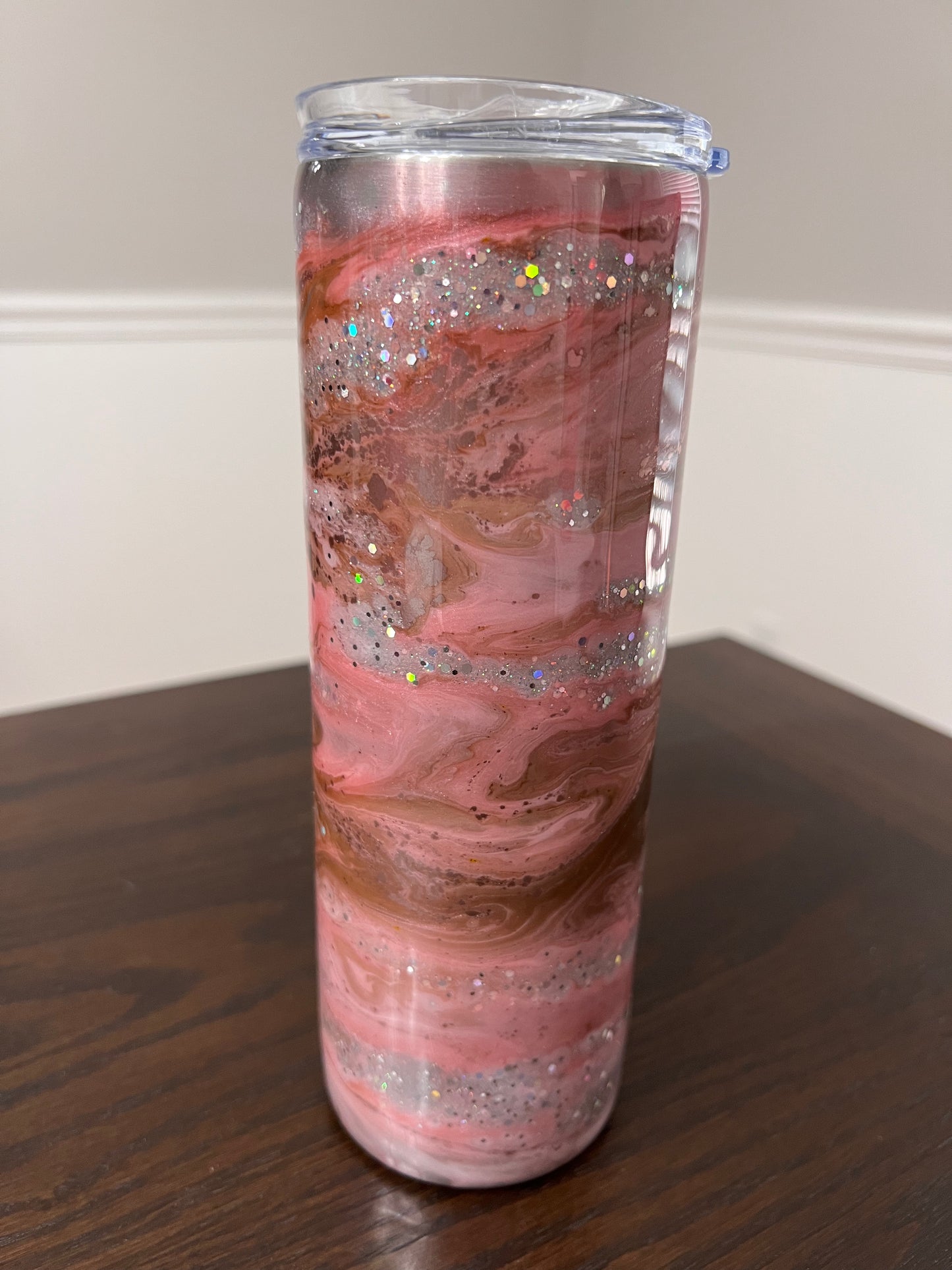 Mocha Cherry Blossom 20oz Skinny Tumbler-Pre Made-RTS