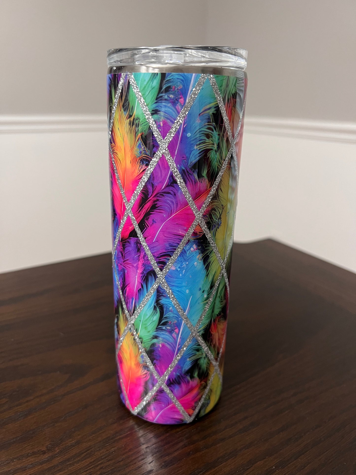 Feather Diamond 20oz Skinny Tumbler-Pre Made-RTS