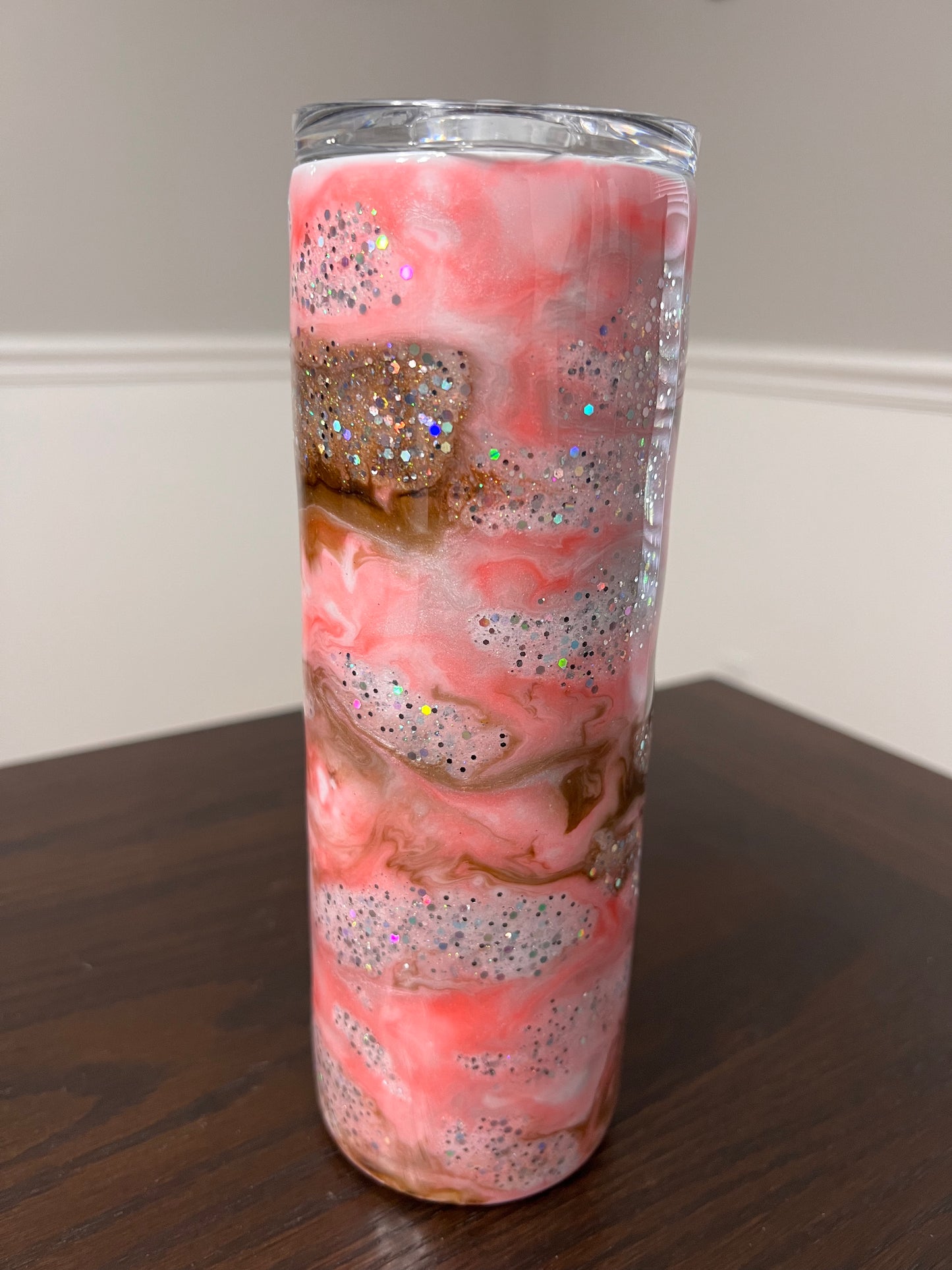 Mocha Cherry Blossom 20oz Skinny Tumbler-Pre Made-RTS