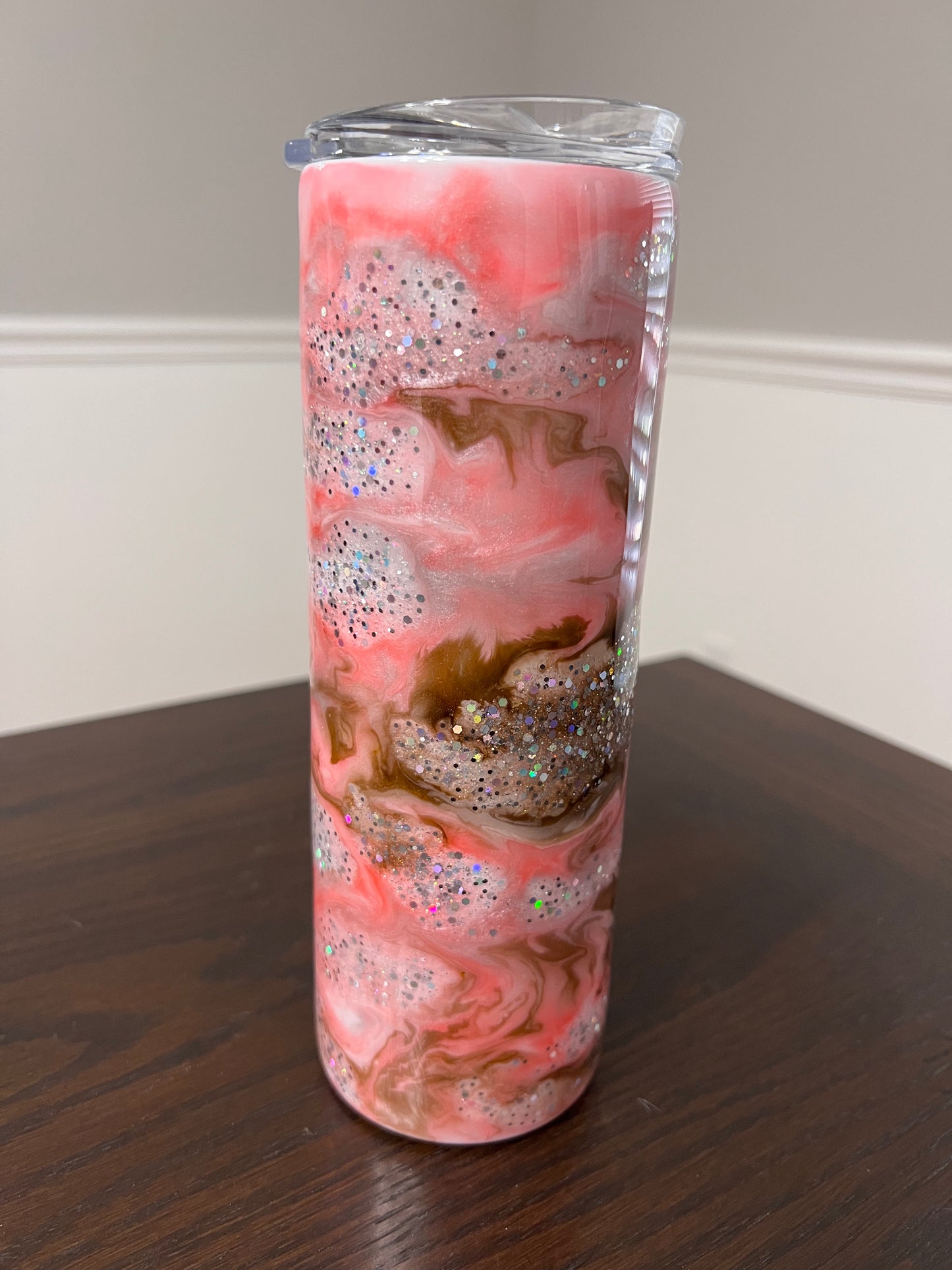 Mocha Cherry Blossom 20oz Skinny Tumbler-Pre Made-RTS