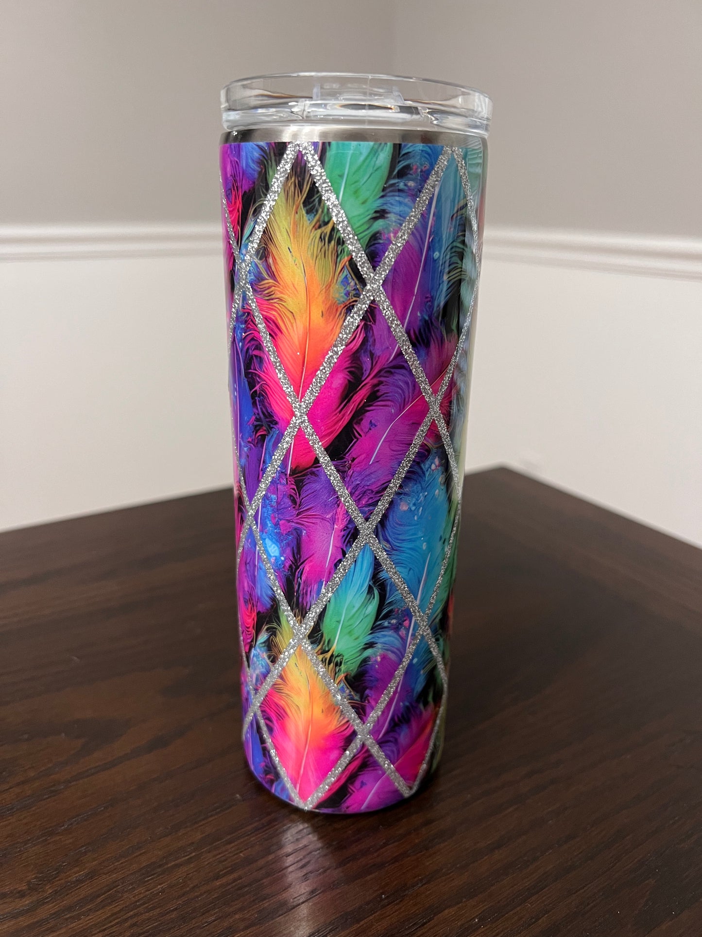 Feather Diamond 20oz Skinny Tumbler-Pre Made-RTS