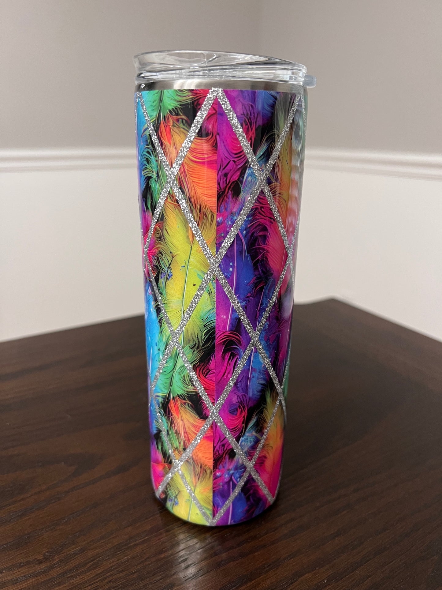 Feather Diamond 20oz Skinny Tumbler-Pre Made-RTS