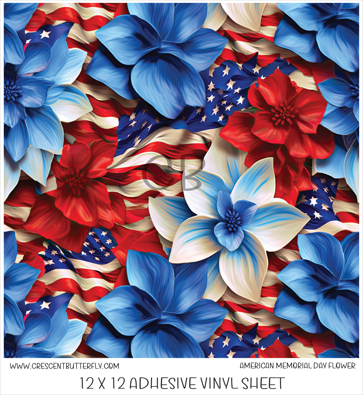 American Memorial Day Flower 3D Design Printed Vinyl Sheet