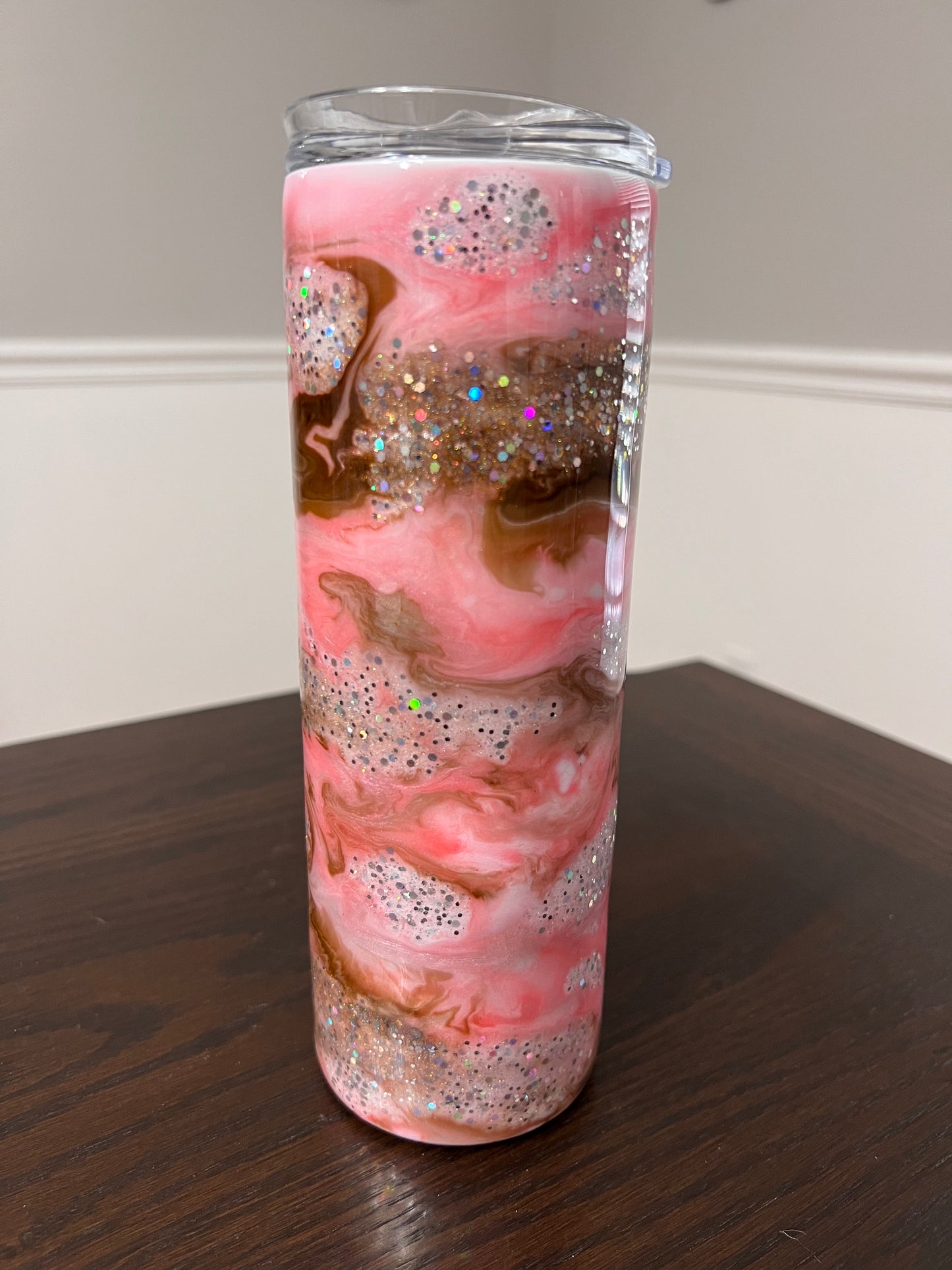 Mocha Cherry Blossom 20oz Skinny Tumbler-Pre Made-RTS