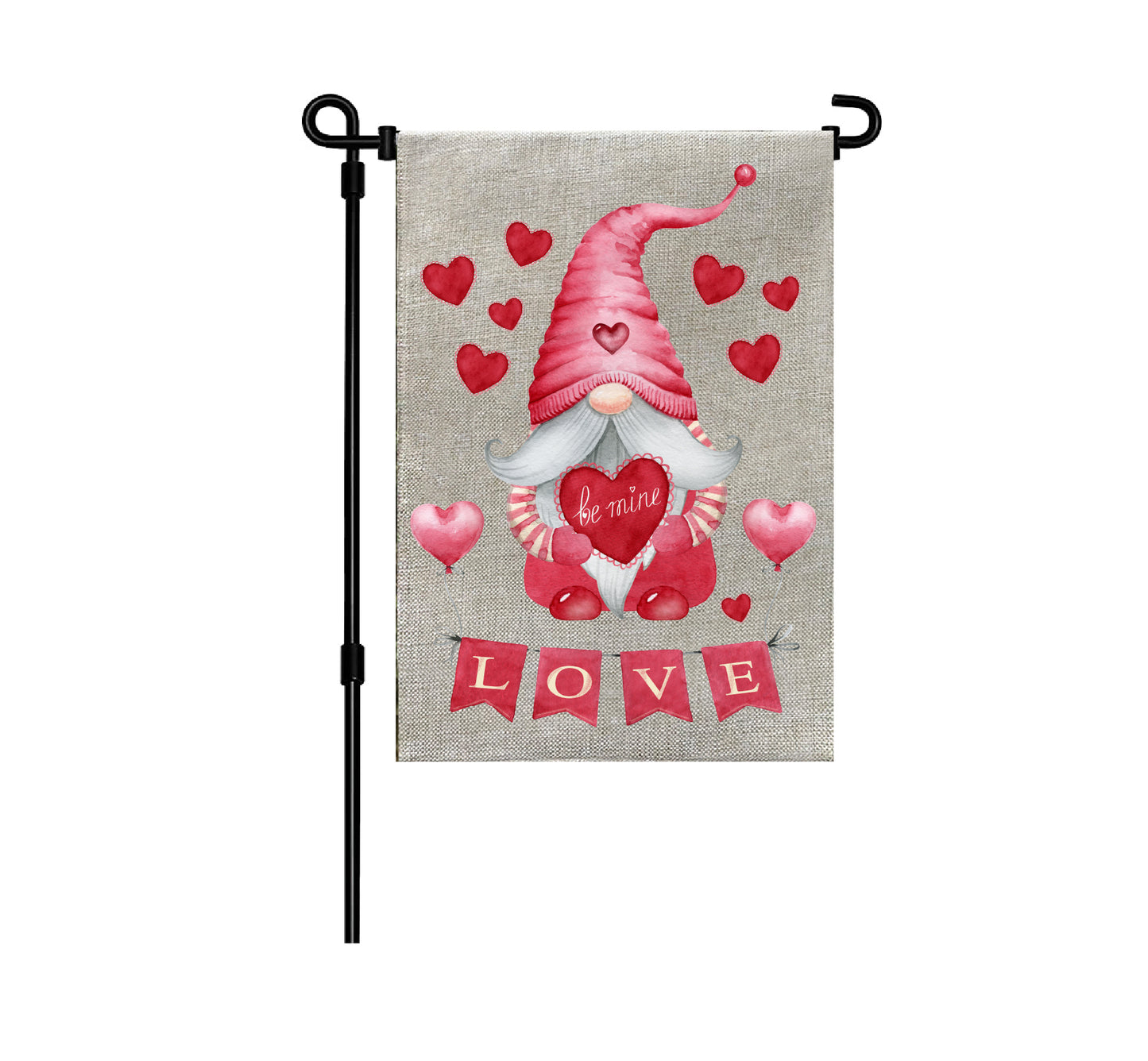 Be Mine Valentine Gnome Garden Flag