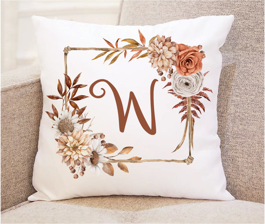 Personalized Fall Initial Throw Pillow