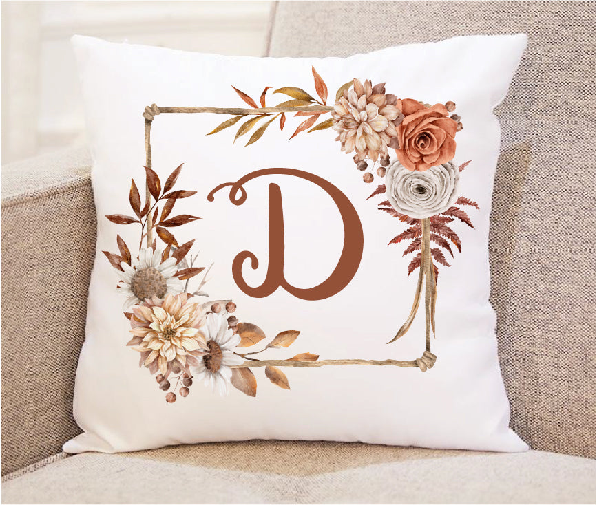 Personalized Fall Initial Throw Pillow