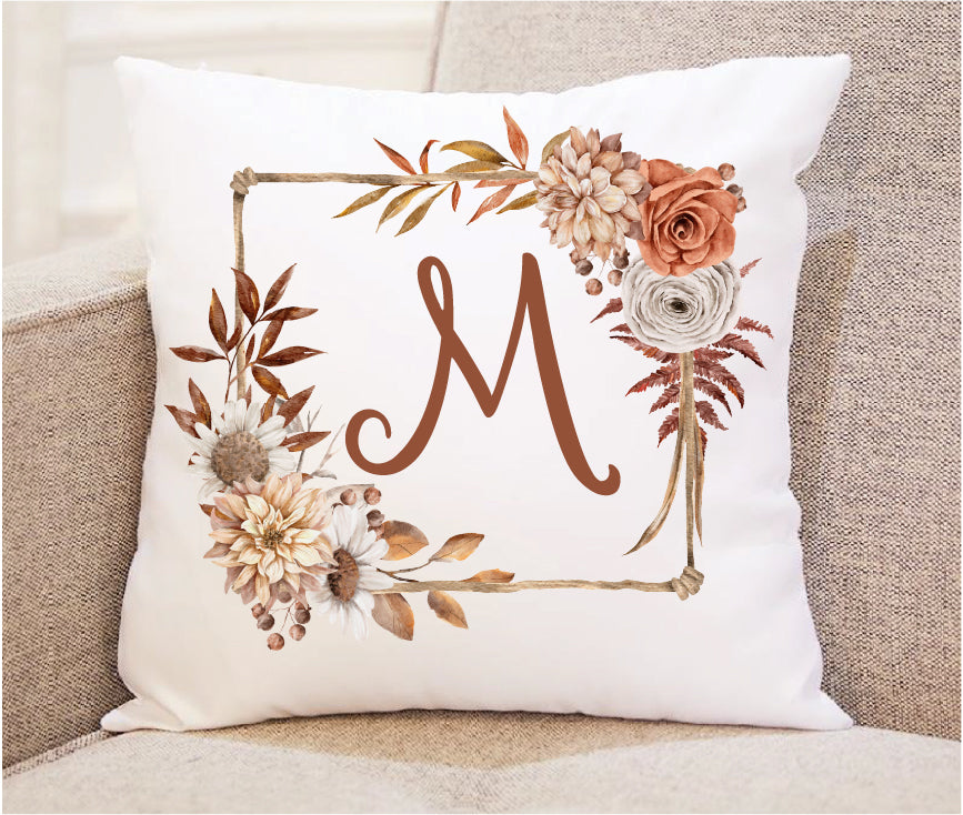 Personalized Fall Initial Throw Pillow