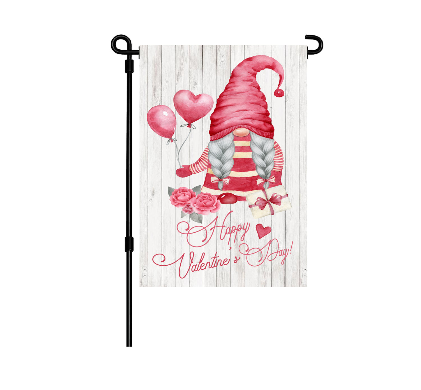 Happy Valentines Day Gnome Garden Flag