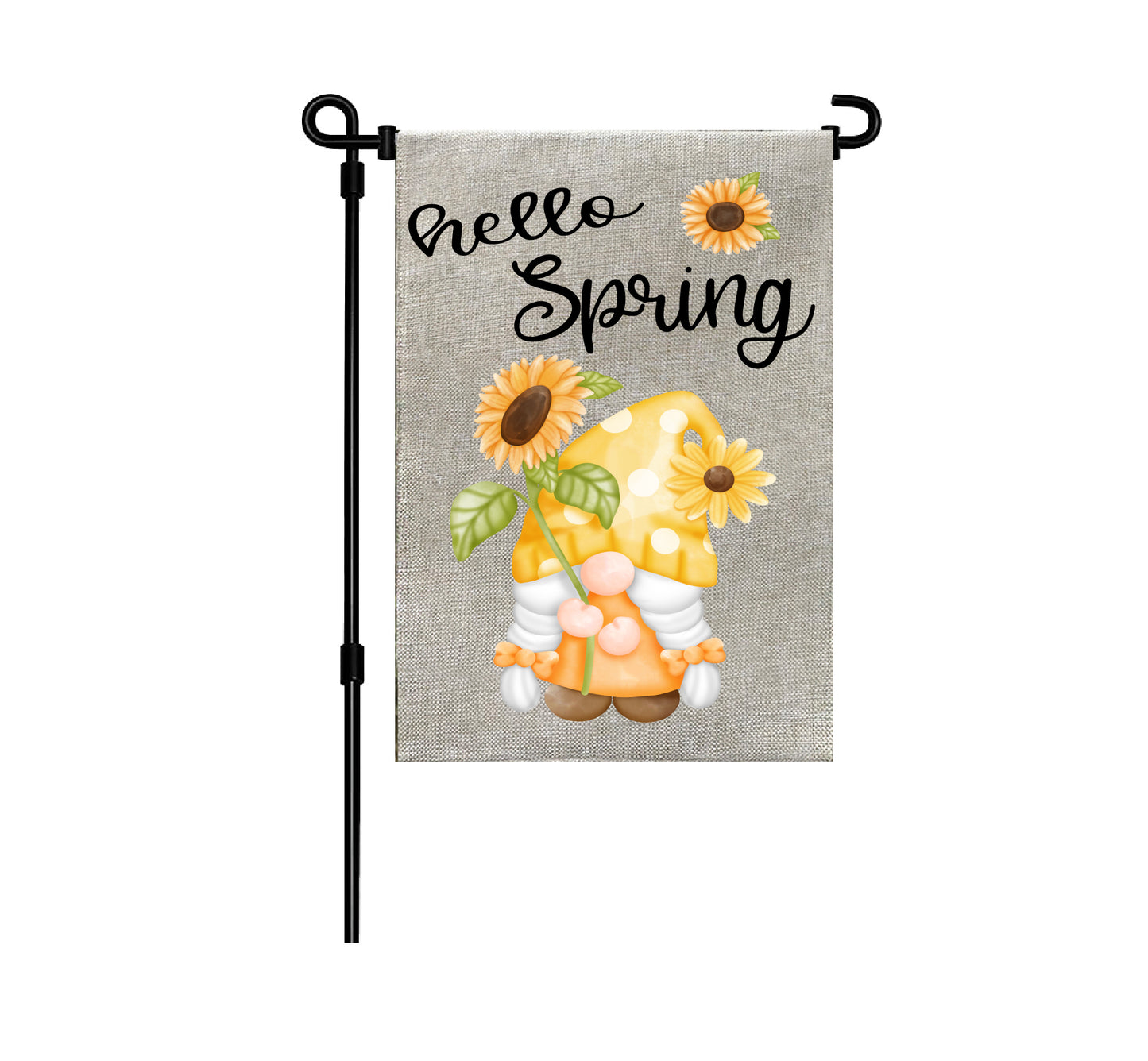 Hello Spring Gnome Garden Flag