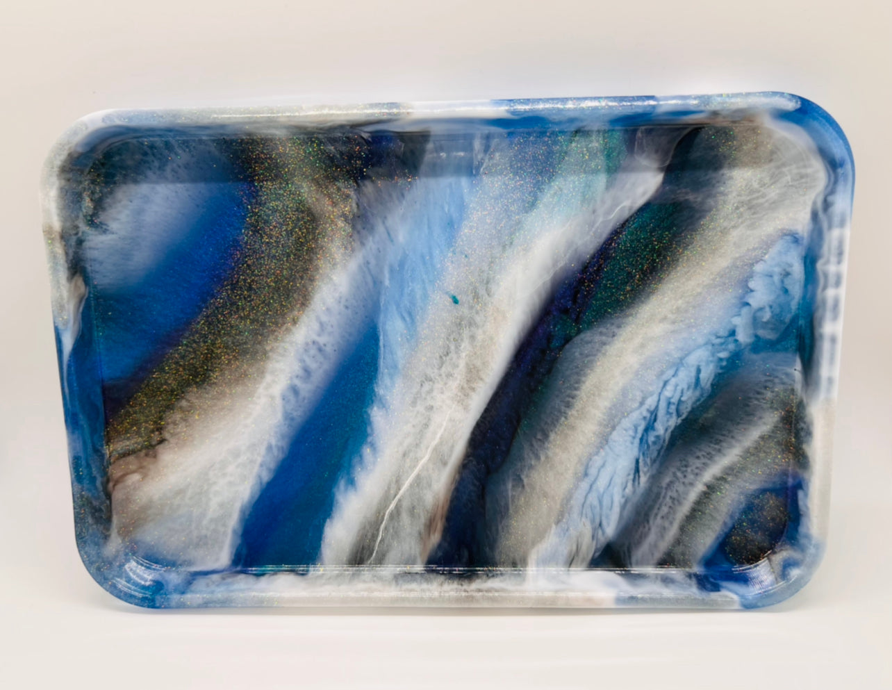 Personalized Vanity Tray-Blue/White Tray