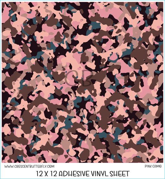 Pink Camo Printed Vinyl Sheet