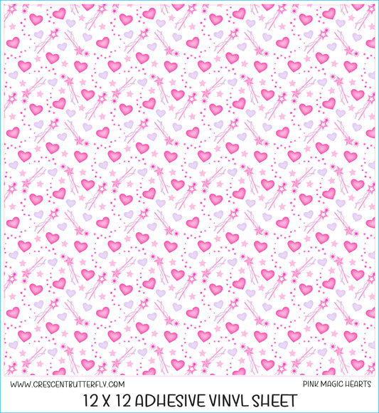 Pink Magic Hearts Printed Vinyl Sheet