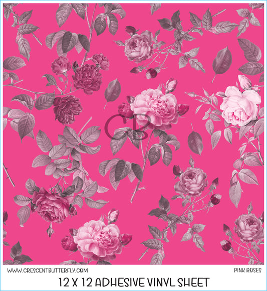 Pink Roses Printed Vinyl Sheet