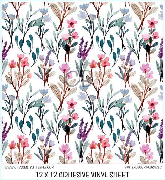 Watercolor Florals 2 Printed Vinyl Sheet