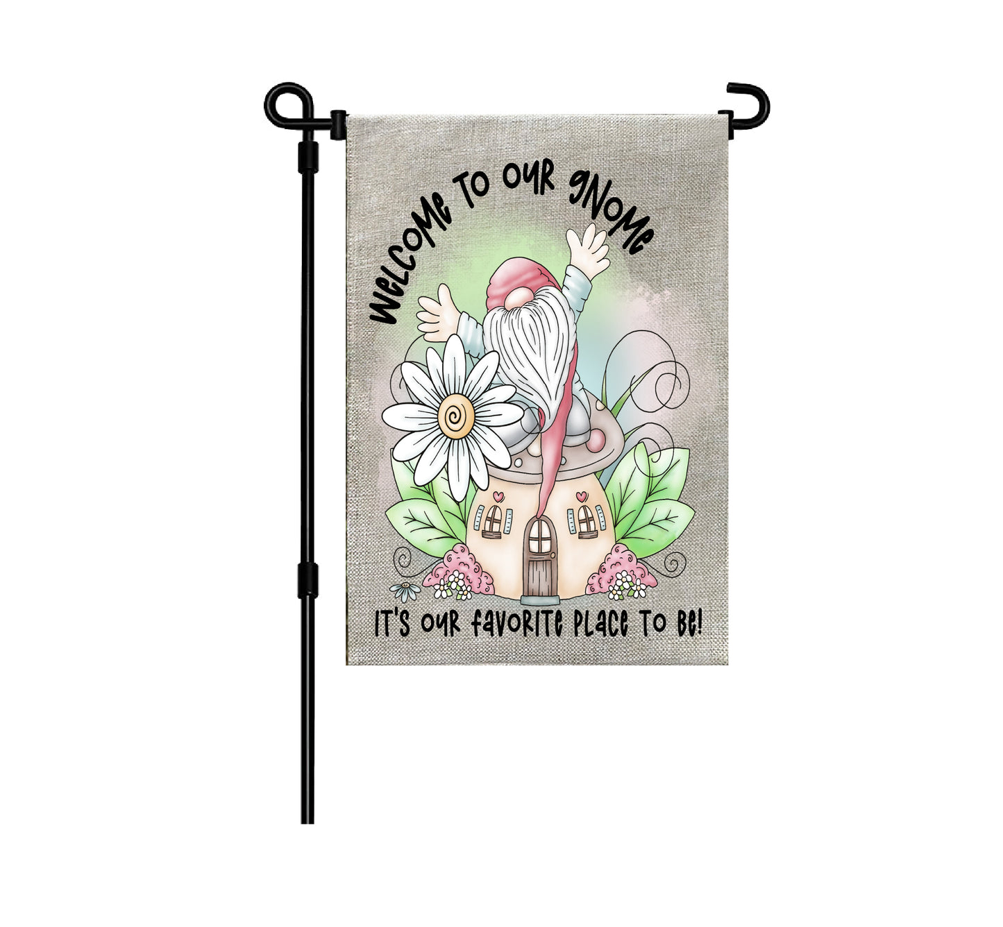 Welcome To Our Gnome Garden Flag