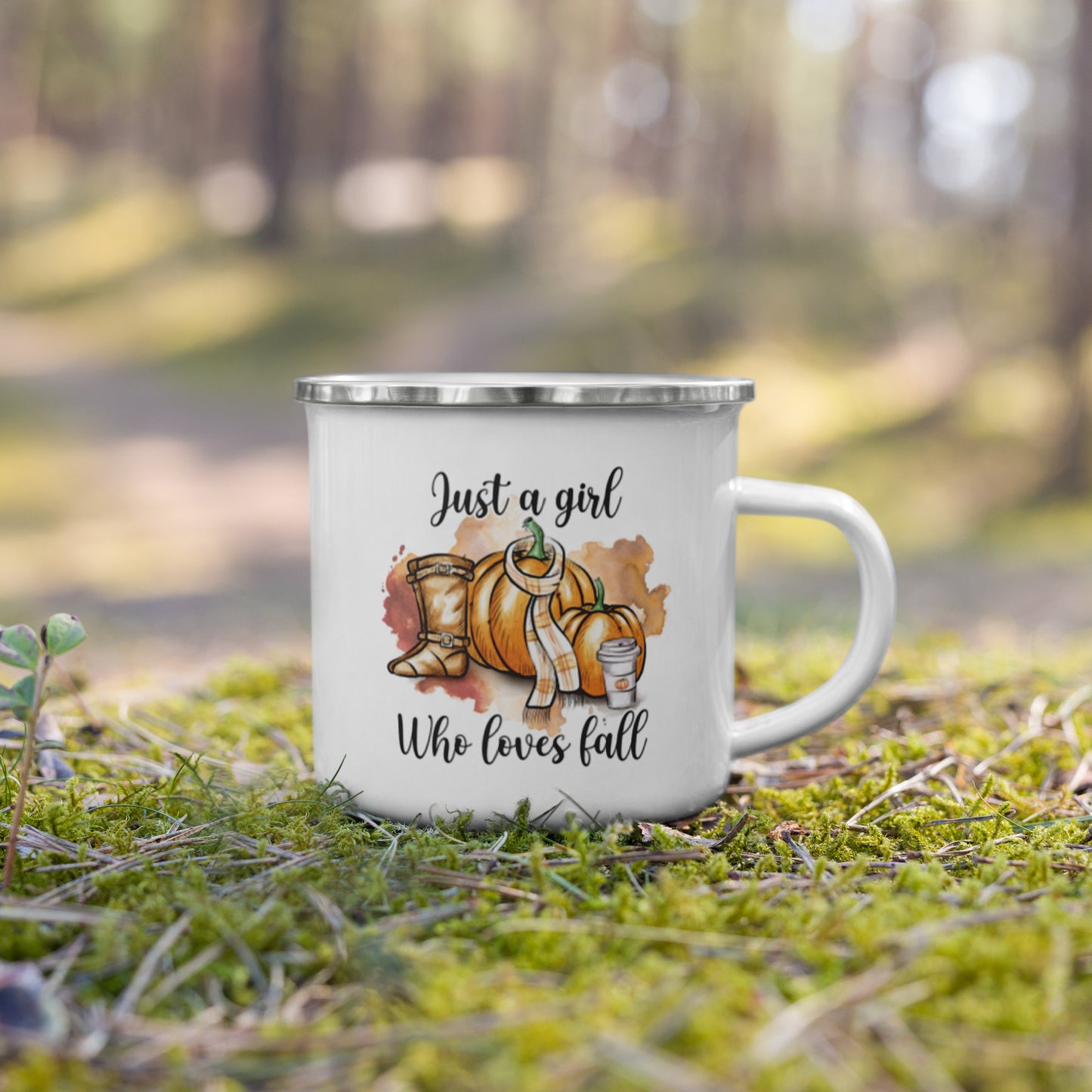 Just A Girl Who Loves Fall Enamel Mug