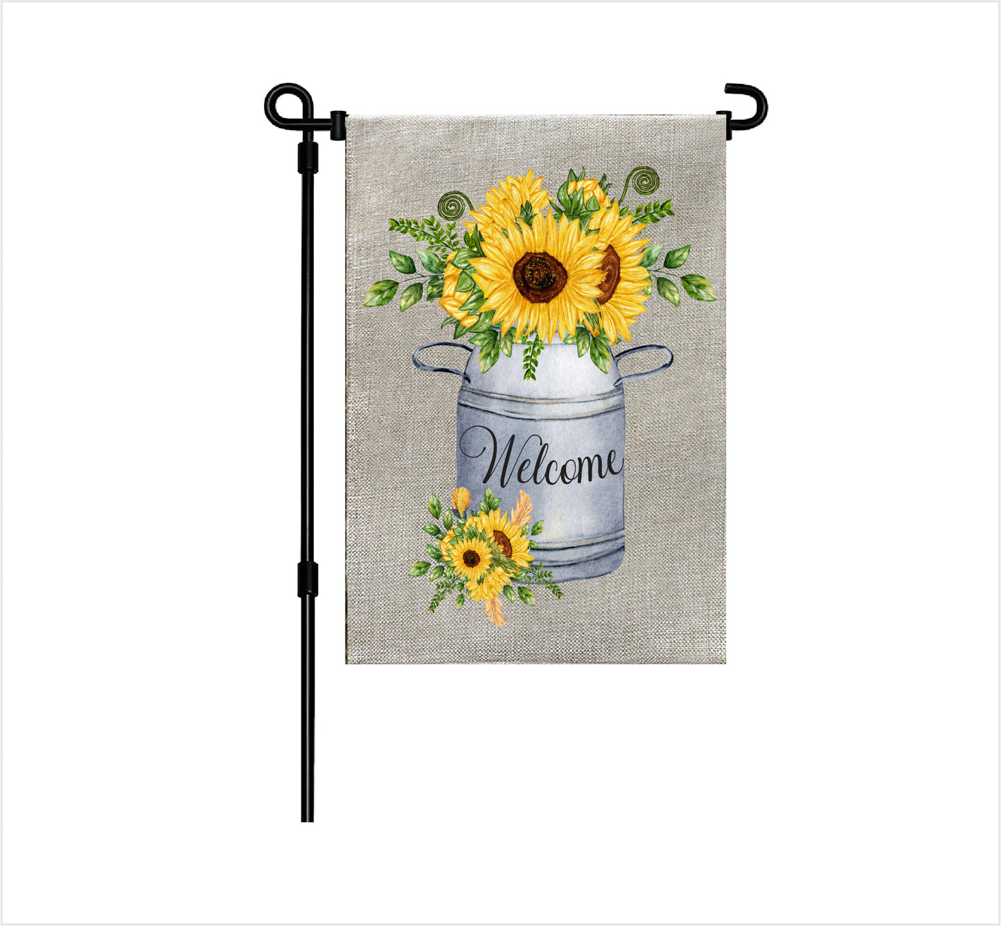 Welcome Sunflower Rustic Tin Garden Flag