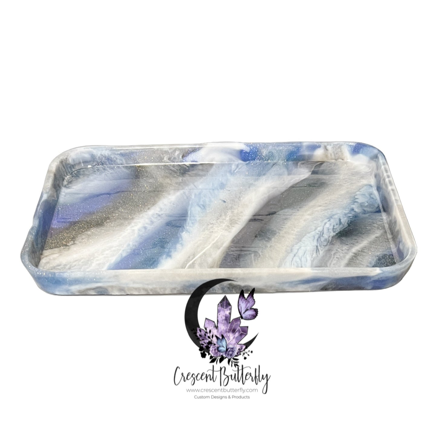 Personalized Vanity Tray-Blue/White Tray