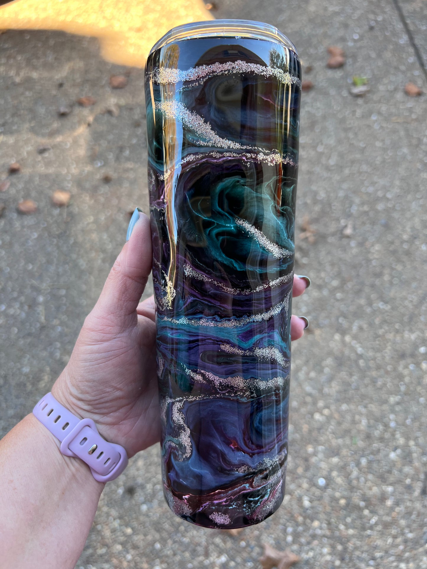 Dark Galaxy Glow 30oz Skinny Tumbler-Pre Made-RTS