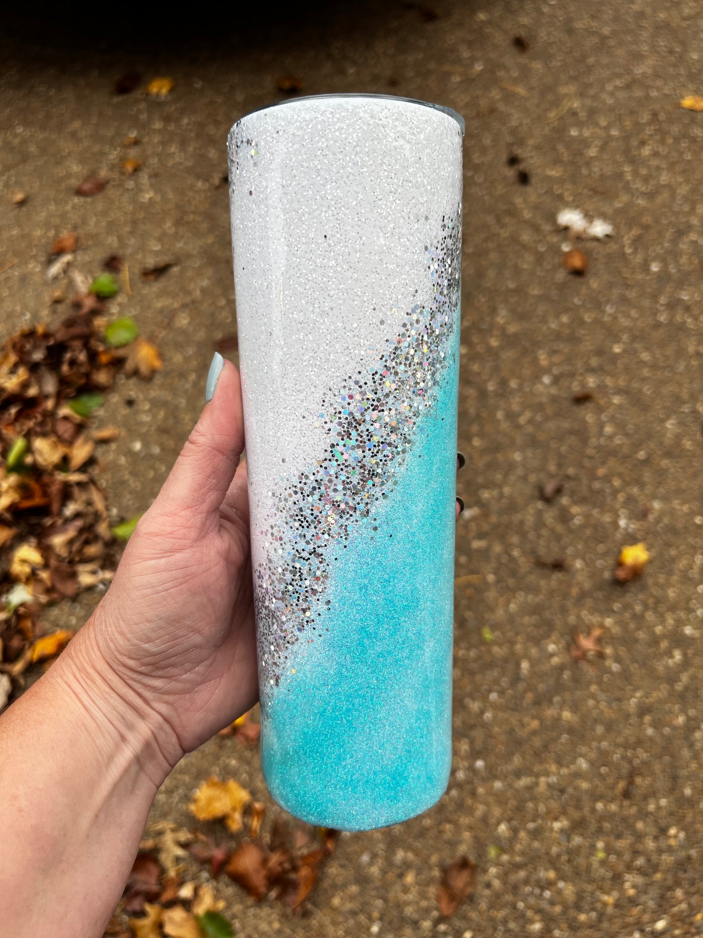 RTS #24 Teal Glitter 30oz Skinny Tumbler-Pre Made-RTS