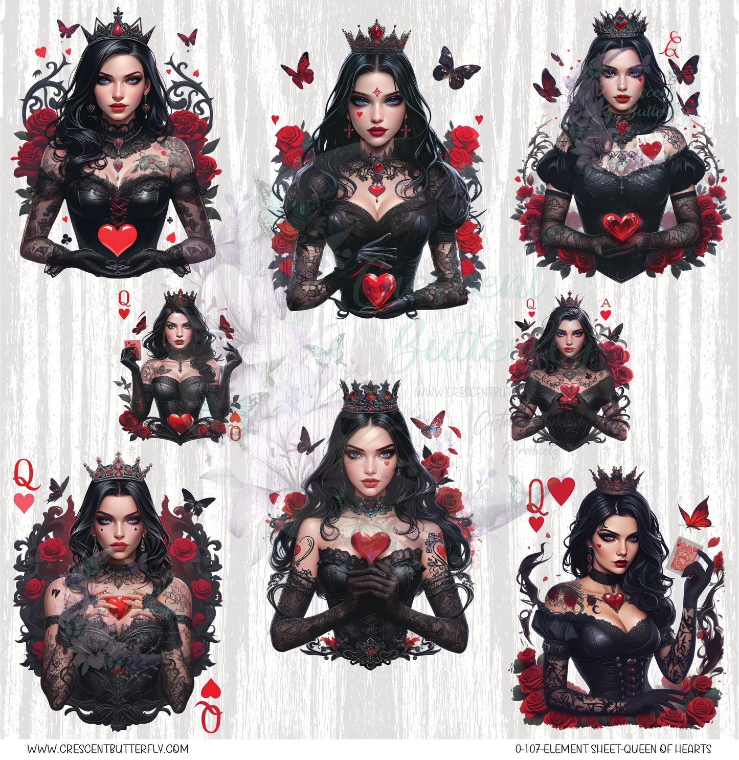 0-107-Element Sheet-Queen Of Hearts UV DTF