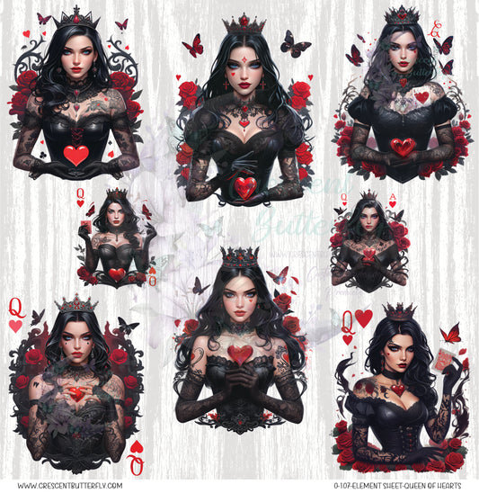 0-107-Element Sheet-Queen Of Hearts UV DTF