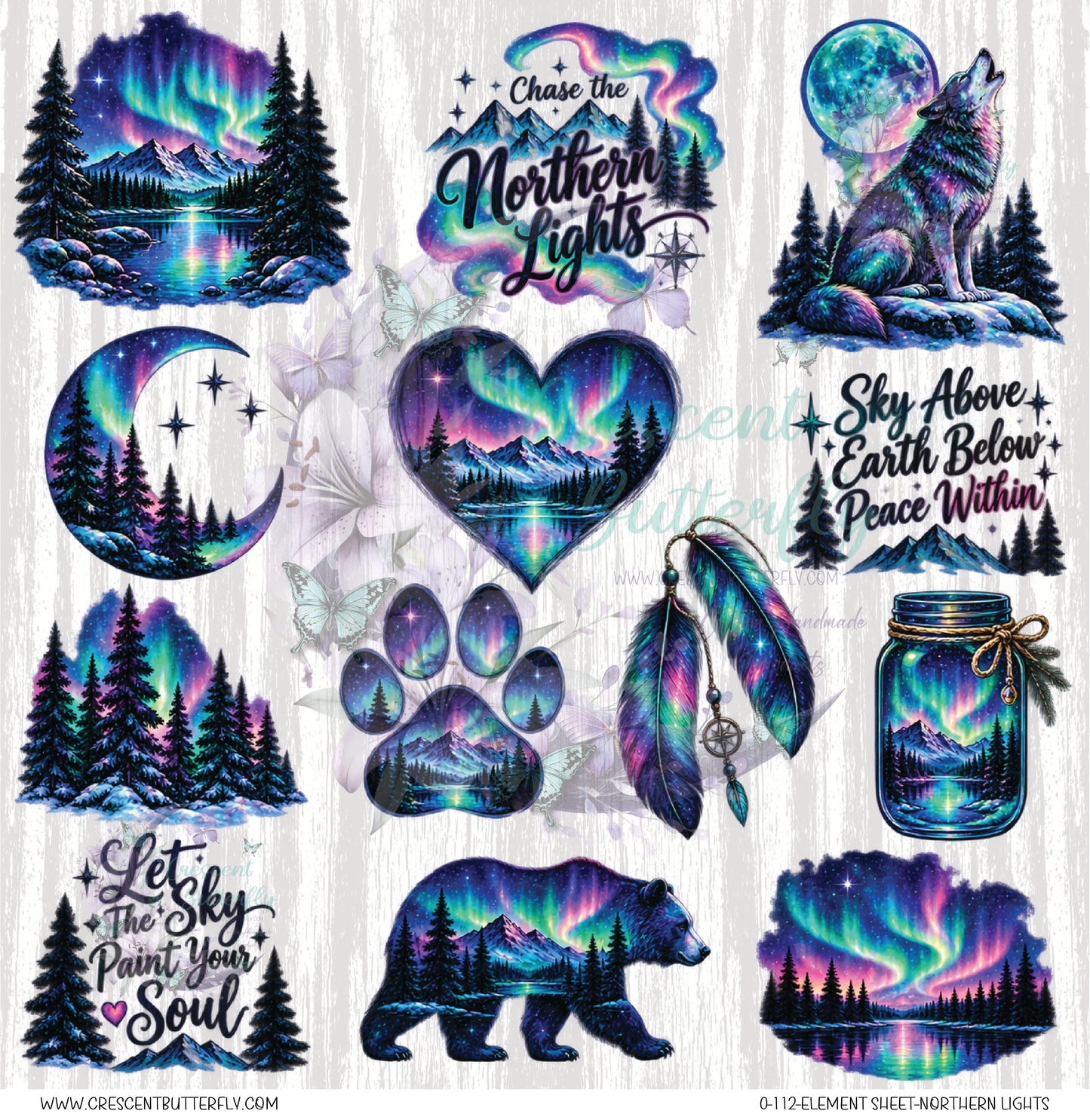 0-112-Element Sheet-Northern Lights UV DTF