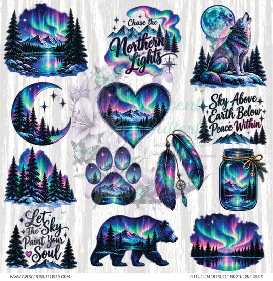 0-112-Element Sheet-Northern Lights UV DTF