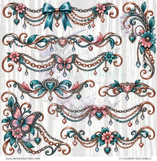 0-114-Element Sheet-Scrolls UV DTF